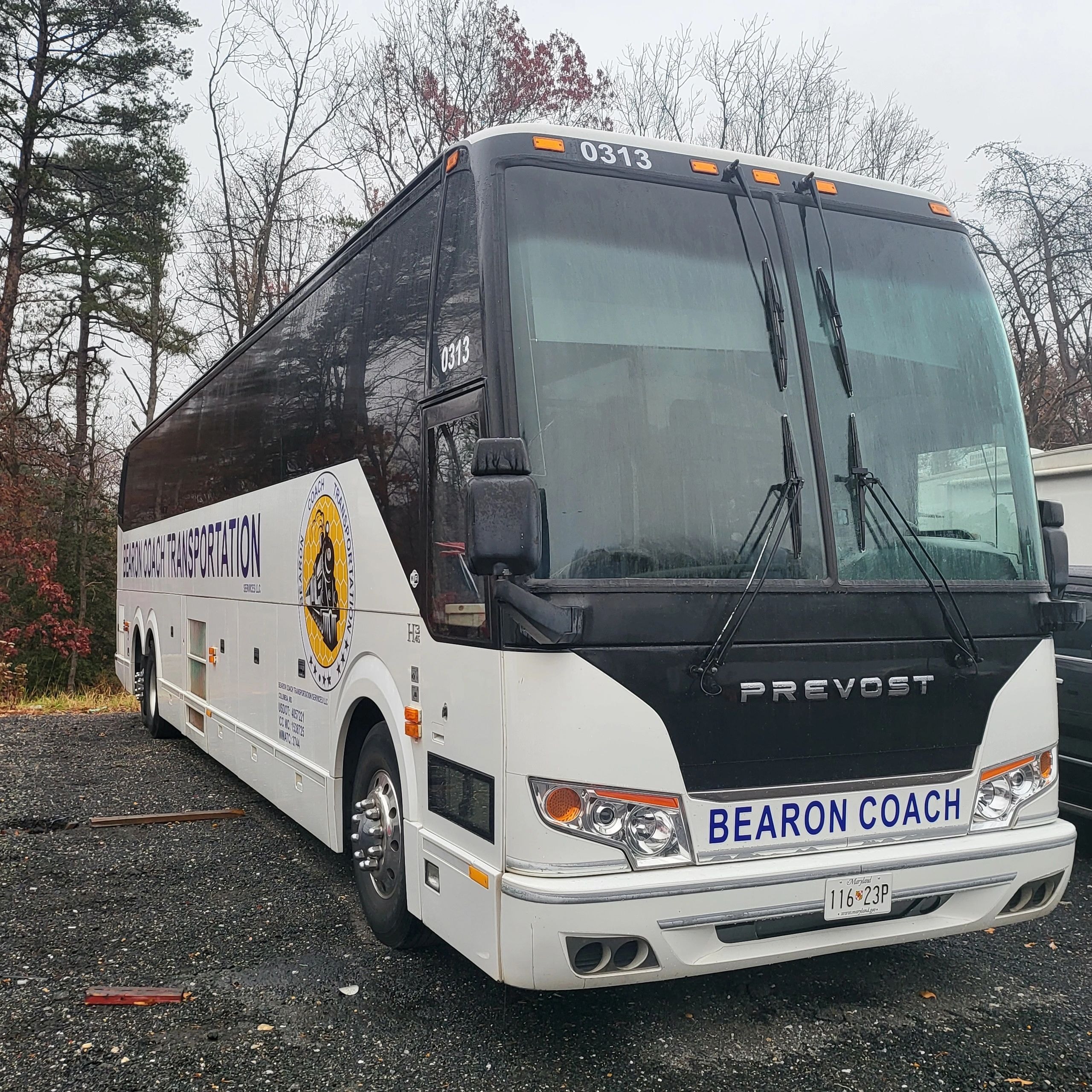 Bearon Coach white bus front view